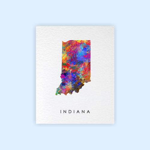 Dignovel Studios Unframed Indiana Map United States Midwest Geography State Map Watercolor Art Print Wall Art Poster Home Decor Hanging DN805 - Image 2