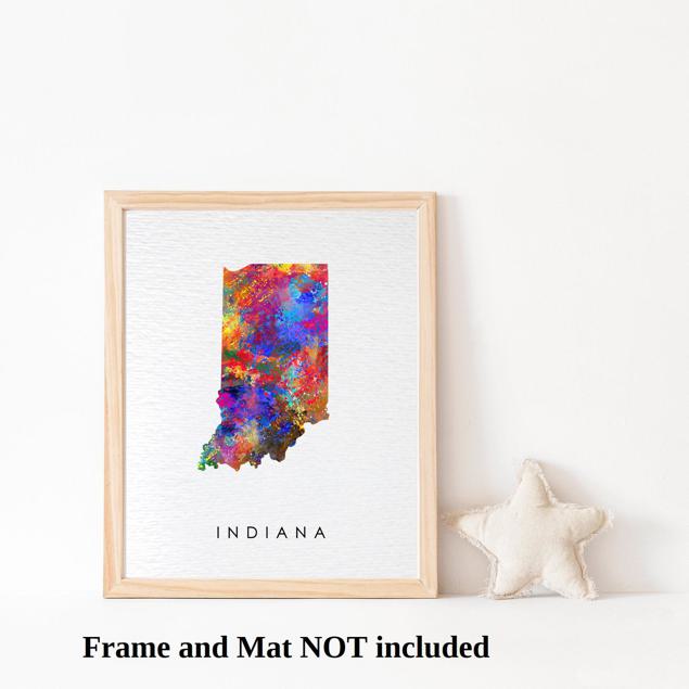Dignovel Studios Unframed Indiana Map United States Midwest Geography State Map Watercolor Art Print Wall Art Poster Home Decor Hanging DN805 - Image 3