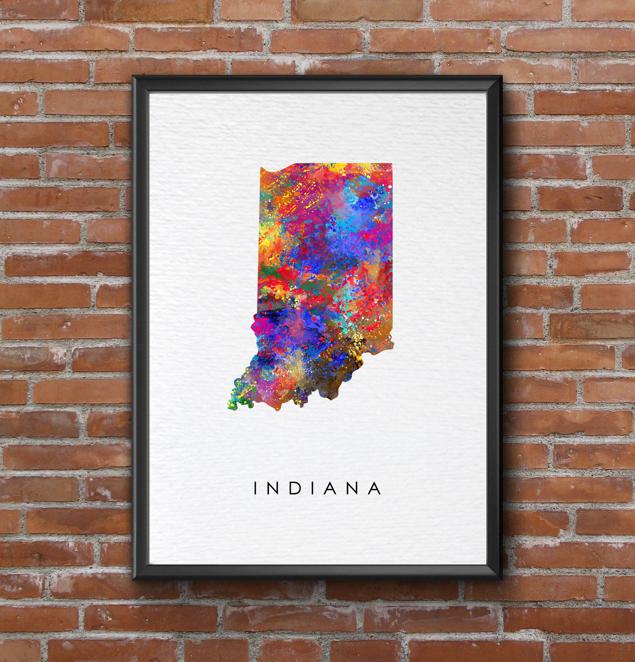Dignovel Studios Unframed Indiana Map United States Midwest Geography State Map Watercolor Art Print Wall Art Poster Home Decor Hanging DN805 - Image 7