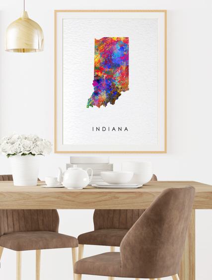 Dignovel Studios Unframed Indiana Map United States Midwest Geography State Map Watercolor Art Print Wall Art Poster Home Decor Hanging DN805 - Image 8