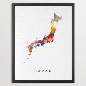 Dignovel Studios Unframed Japan Map Country Map Asia Watercolor Art Print Wall Art Poster Home Decor Hanging DN814