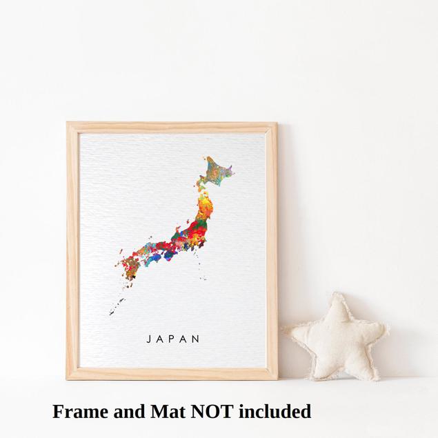 Dignovel Studios Unframed Japan Map Country Map Asia Watercolor Art Print Wall Art Poster Home Decor Hanging DN814 - Image 3