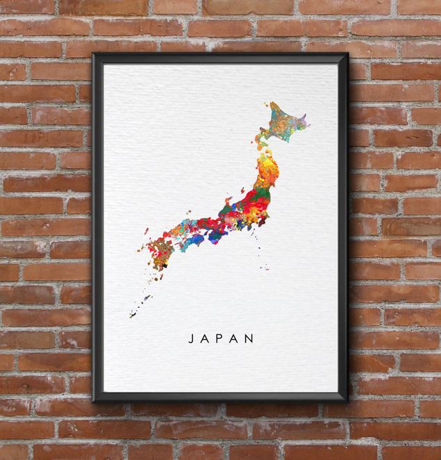 Dignovel Studios Unframed Japan Map Country Map Asia Watercolor Art Print Wall Art Poster Home Decor Hanging DN814 - Image 7