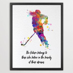 Dignovel Studios Unframed Ice Hockey Player Girl Inspirational Quotes Ice Skating Skater Female Woman Watercolor Art Print Wall Art Poster Home Decor Hanging DN815