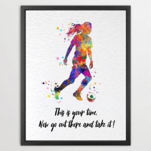 Dignovel Studios Unframed Soccer Girl Female Soccer Player Sports Inspirational Quotes Watercolor Art Print Wall Art Poster Home Decor Hanging DN823