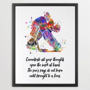 Dignovel Studios Unframed Ice Hockey Goalie Player Ice Sports Inspirational Quotes Motivational Watercolor Art Print Wall Art Poster Home Decor Hanging DN825