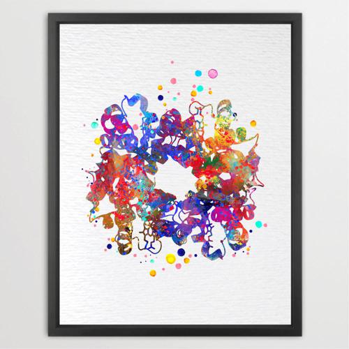 Dignovel Studios Unframed Hemoglobin Red Blood Cell Protein Medical Art Science Hematology Laboratory Clinic Watercolor Art Print Wall Art Poster Home Decor Hanging DN827