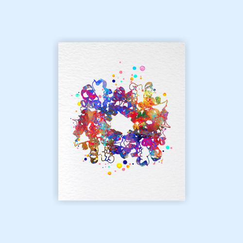 Dignovel Studios Unframed Hemoglobin Red Blood Cell Protein Medical Art Science Hematology Laboratory Clinic Watercolor Art Print Wall Art Poster Home Decor Hanging DN827 - Image 2