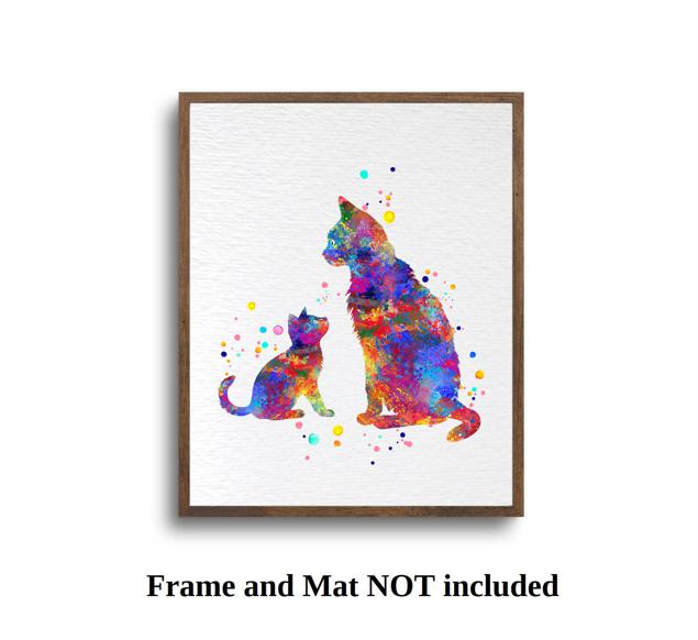 Dignovel Studios Unframed Mom Cat and Baby Cat Kitty Cat illustration Art Animal Love Nursery Parenthood Watercolor Art Print Wall Art Poster Home Decor Hanging DN828 - Image 5