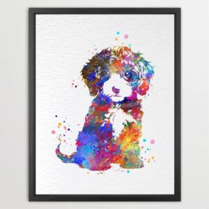 Dignovel Studios Unframed Cute Poodle Dog Puppy Family Pet Animal Love Watercolor Art Print Wall Art Poster Home Decor Hanging DN831