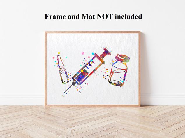 Dignovel Studios Unframed Syringe and Vial Symbol Illustration Medical Art Dentist IV Nurse Practitioner Medical Clinic Watercolor Art Print Wall Art Poster Home Decor Hanging DN834 - Image 4