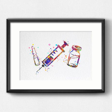 Dignovel Studios Unframed Syringe and Vial Symbol Illustration Medical Art Dentist IV Nurse Practitioner Medical Clinic Watercolor Art Print Wall Art Poster Home Decor Hanging DN834 - Image 6