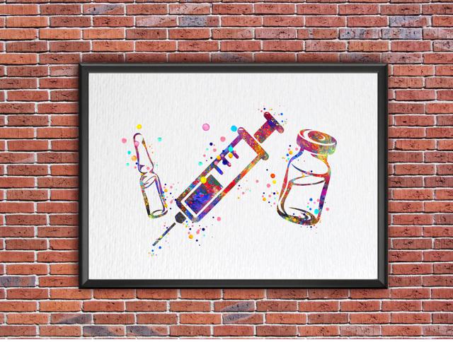 Dignovel Studios Unframed Syringe and Vial Symbol Illustration Medical Art Dentist IV Nurse Practitioner Medical Clinic Watercolor Art Print Wall Art Poster Home Decor Hanging DN834 - Image 7
