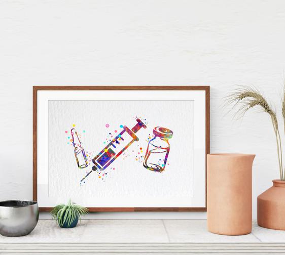 Dignovel Studios Unframed Syringe and Vial Symbol Illustration Medical Art Dentist IV Nurse Practitioner Medical Clinic Watercolor Art Print Wall Art Poster Home Decor Hanging DN834 - Image 8