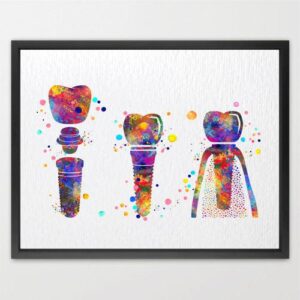 Dignovel Studios Unframed Dental Implant Tooth Anatomical Art Dental Clinic Watercolor Art Print Wall Art Poster Home Decor Hanging DN836