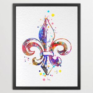 Dignovel Studios Unframed Fleur De Lis Symbol Sign Lys Medieval Kingdom Royal Symbol Watercolor Art Print Wall Art Poster Home Decor Hanging DN838