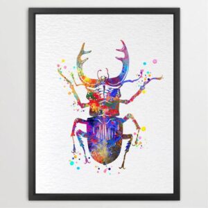 Dignovel Studios Unframed Stag Beetle Totem Animal Insect Wild Animal Nature Peace Love Wildlife Watercolor Art Print Wall Art Poster Home Decor Hanging DN852