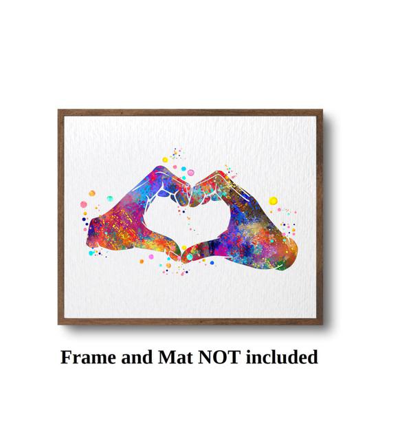 Dignovel Studios Unframed Heart Hand Gesture Love Symbol Sign Language Peace Love Family Watercolor Art Print Wall Art Poster Home Decor Hanging DN855 - Image 3