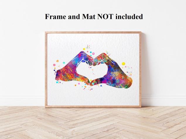 Dignovel Studios Unframed Heart Hand Gesture Love Symbol Sign Language Peace Love Family Watercolor Art Print Wall Art Poster Home Decor Hanging DN855 - Image 4
