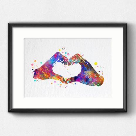 Dignovel Studios Unframed Heart Hand Gesture Love Symbol Sign Language Peace Love Family Watercolor Art Print Wall Art Poster Home Decor Hanging DN855 - Image 6