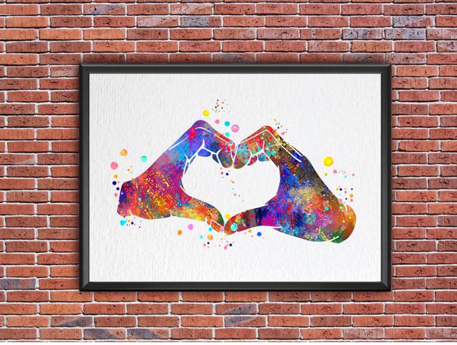 Dignovel Studios Unframed Heart Hand Gesture Love Symbol Sign Language Peace Love Family Watercolor Art Print Wall Art Poster Home Decor Hanging DN855 - Image 7