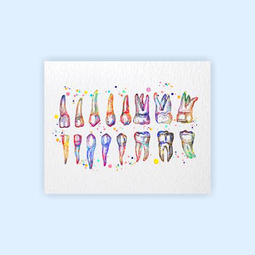 Dignovel Studios Unframed Tooth Chart Illustration Dentist Office Dental Watercolor Art Print Wall Art Poster Home Decor Hanging DN858 - Image 2