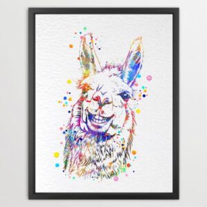 Dignovel Studios Unframed Smiling Llama Wildlife Animal South America Watercolor Art Print Wall Art Poster Home Decor Hanging DN860
