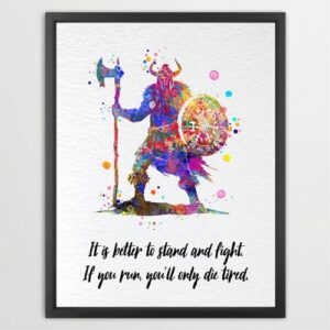 Dignovel Studios Unframed Viking Stand and Fight Motivational Inspirational Quote Positivity Affirmation Watercolor Art Print Wall Art Poster Home Decor Hanging DN861