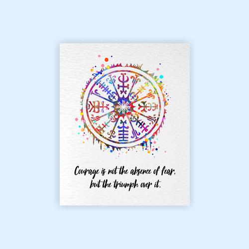 Dignovel Studios Unframed Viking Vegvisir Symbol Sign Courage Motivational Inspirational Quote Positivity Affirmation Watercolor Art Print Wall Art Poster Home Decor Hanging DN862 - Image 2
