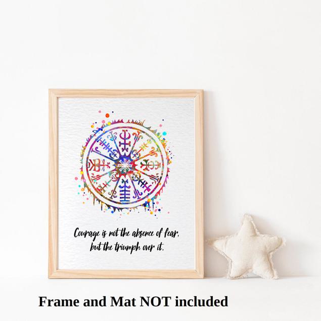 Dignovel Studios Unframed Viking Vegvisir Symbol Sign Courage Motivational Inspirational Quote Positivity Affirmation Watercolor Art Print Wall Art Poster Home Decor Hanging DN862 - Image 3