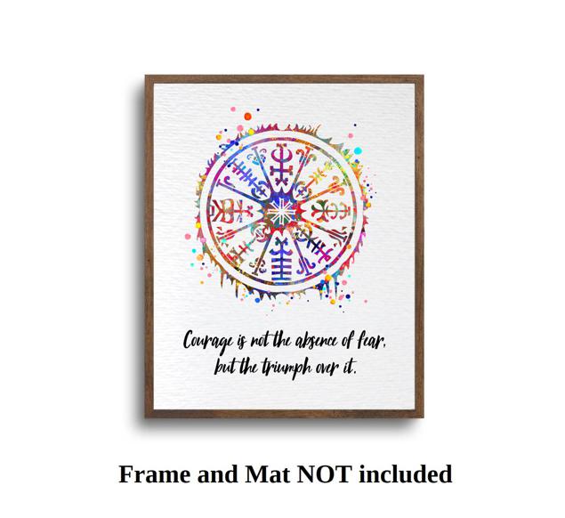Dignovel Studios Unframed Viking Vegvisir Symbol Sign Courage Motivational Inspirational Quote Positivity Affirmation Watercolor Art Print Wall Art Poster Home Decor Hanging DN862 - Image 5