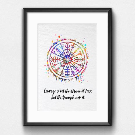 Dignovel Studios Unframed Viking Vegvisir Symbol Sign Courage Motivational Inspirational Quote Positivity Affirmation Watercolor Art Print Wall Art Poster Home Decor Hanging DN862 - Image 6