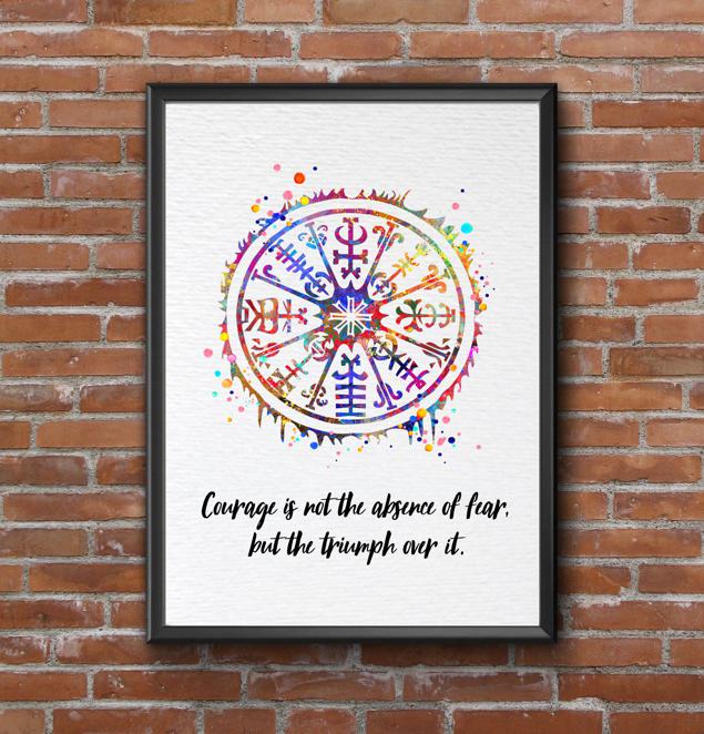 Dignovel Studios Unframed Viking Vegvisir Symbol Sign Courage Motivational Inspirational Quote Positivity Affirmation Watercolor Art Print Wall Art Poster Home Decor Hanging DN862 - Image 7