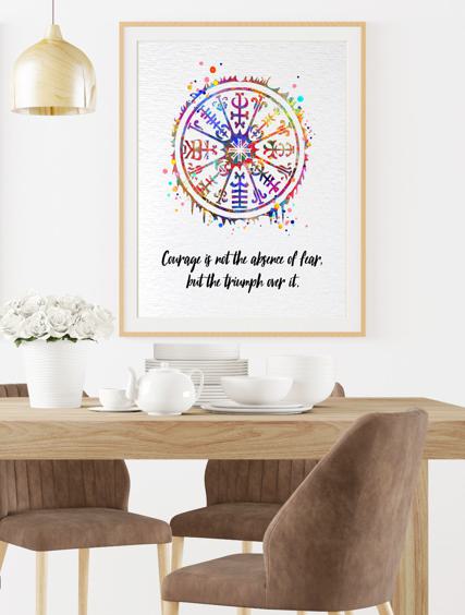 Dignovel Studios Unframed Viking Vegvisir Symbol Sign Courage Motivational Inspirational Quote Positivity Affirmation Watercolor Art Print Wall Art Poster Home Decor Hanging DN862 - Image 8