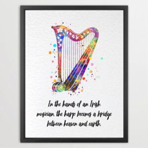 Dignovel Studios Unframed Irish Harp Musician Music Lover Life Wisdom Quote Positivity Affirmation Watercolor Art Print Wall Art Poster Home Decor Hanging DN863