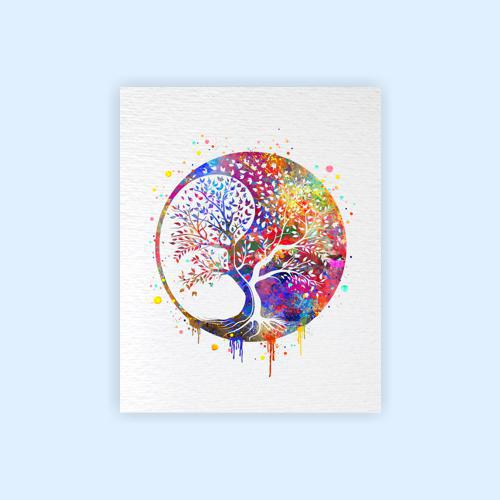 Dignovel Studios Unframed Tree of Life Ying Yang Life Wisdom Positivity Affirmation Yoga Meditation Watercolor Art Print Wall Art Poster Home Decor Hanging DN869 - Image 2