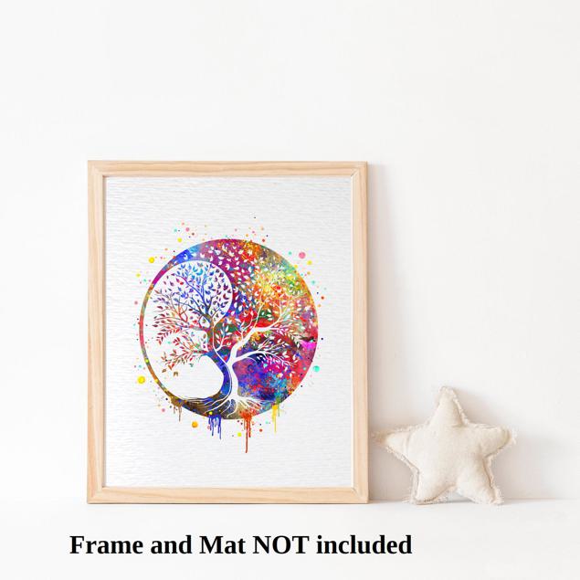 Dignovel Studios Unframed Tree of Life Ying Yang Life Wisdom Positivity Affirmation Yoga Meditation Watercolor Art Print Wall Art Poster Home Decor Hanging DN869 - Image 3