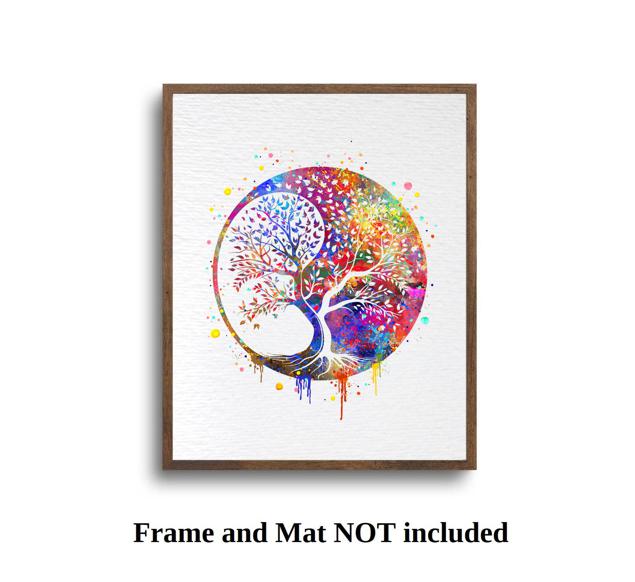 Dignovel Studios Unframed Tree of Life Ying Yang Life Wisdom Positivity Affirmation Yoga Meditation Watercolor Art Print Wall Art Poster Home Decor Hanging DN869 - Image 5