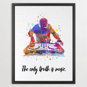 Dignovel Studios Unframed DJ Music Live Only Truth is Music Lover Musician Studio Watercolor Art Print Wall Art Poster Home Decor Hanging DN872