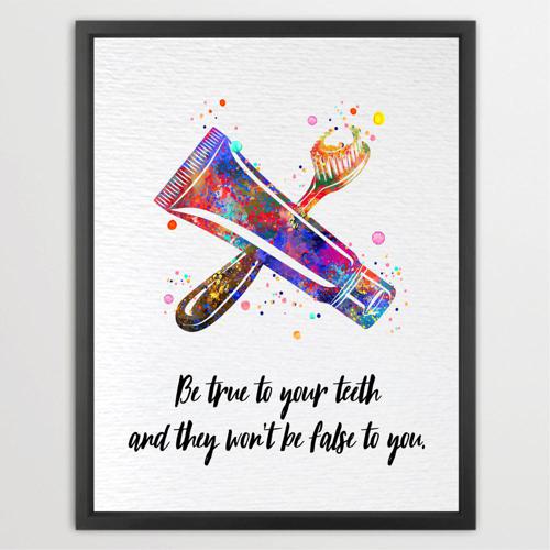 Dignovel Studios Unframed Toothbrush Life Wisdom Inspirational Quote Dentist Office Dental Art Watercolor Art Print Wall Art Poster Home Decor Hanging DN874