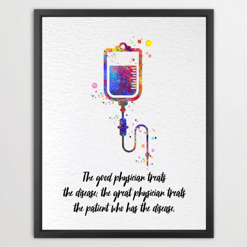 Dignovel Studios Unframed Great Physician Treats Patient Inspirational Quote Medical Science Doctor Office Clinic Watercolor Art Print Wall Art Poster Home Decor Hanging DN875