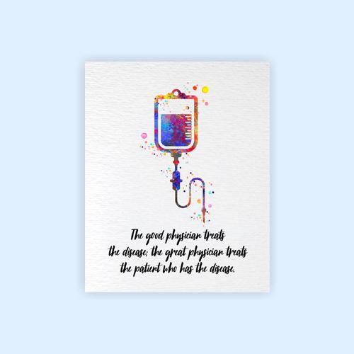 Dignovel Studios Unframed Great Physician Treats Patient Inspirational Quote Medical Science Doctor Office Clinic Watercolor Art Print Wall Art Poster Home Decor Hanging DN875 - Image 2