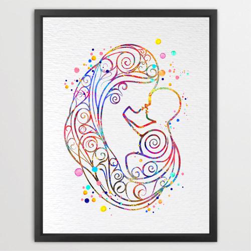 Dignovel Studios Unframed Mother and Baby Breastfeeding Watercolor Art Print Pregnancy Obstetrician Nursing Clinic Watercolor Art Print Wall Art Poster Home Decor Hanging DN879