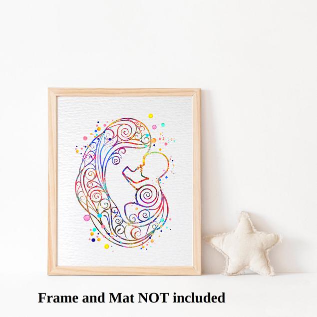 Dignovel Studios Unframed Mother and Baby Breastfeeding Watercolor Art Print Pregnancy Obstetrician Nursing Clinic Watercolor Art Print Wall Art Poster Home Decor Hanging DN879 - Image 3