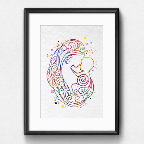 Dignovel Studios Unframed Mother and Baby Breastfeeding Watercolor Art Print Pregnancy Obstetrician Nursing Clinic Watercolor Art Print Wall Art Poster Home Decor Hanging DN879 - Image 6
