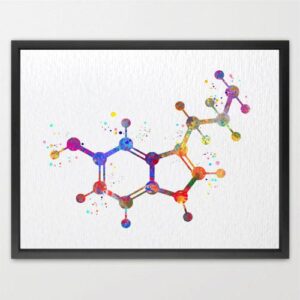 Dignovel Studios Unframed Serotonin Molecule Symbol Education Medical Art Watercolor Art Print Biology Chemistry Watercolor Art Print Wall Art Poster Home Decor Hanging DN881