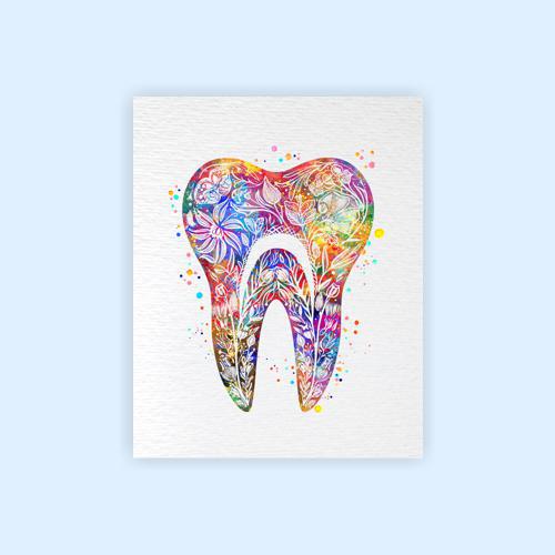 Dignovel Studios Unframed Tooth Floral Watercolor Art Print Medical Art Surgeon Dental Clinic Dentist Office Watercolor Art Print Wall Art Poster Home Decor Hanging DN884 - Image 2