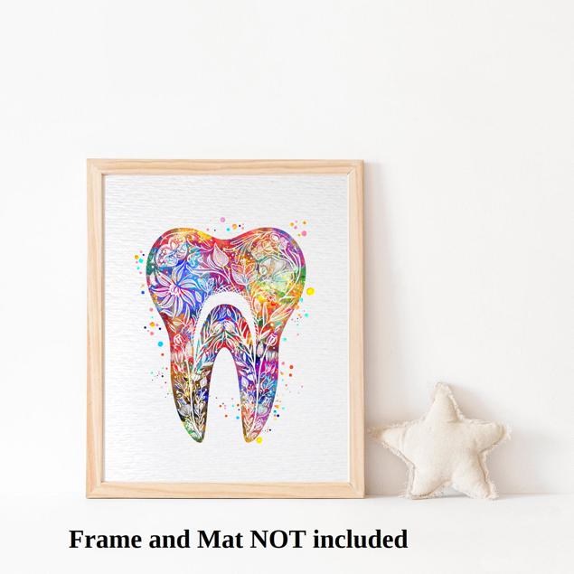 Dignovel Studios Unframed Tooth Floral Watercolor Art Print Medical Art Surgeon Dental Clinic Dentist Office Watercolor Art Print Wall Art Poster Home Decor Hanging DN884 - Image 3