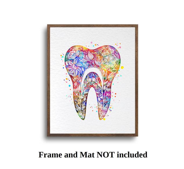 Dignovel Studios Unframed Tooth Floral Watercolor Art Print Medical Art Surgeon Dental Clinic Dentist Office Watercolor Art Print Wall Art Poster Home Decor Hanging DN884 - Image 5