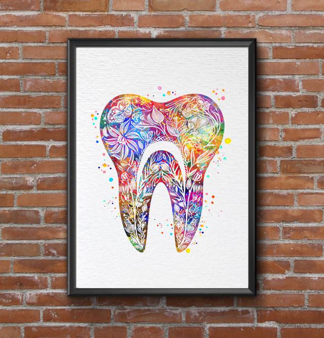 Dignovel Studios Unframed Tooth Floral Watercolor Art Print Medical Art Surgeon Dental Clinic Dentist Office Watercolor Art Print Wall Art Poster Home Decor Hanging DN884 - Image 7